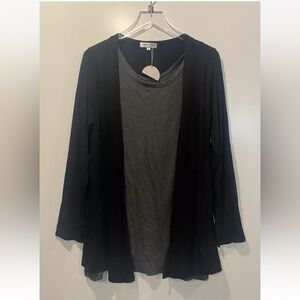 NWT Patrizia Luca Milano Black Gray Twofer Cardigan Set Womens Large (1207)
